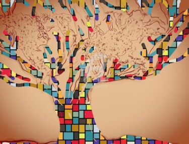 Digital Arts titled "L'arbre map monde" by Da Silva A, Original Artwork, Photo Montage