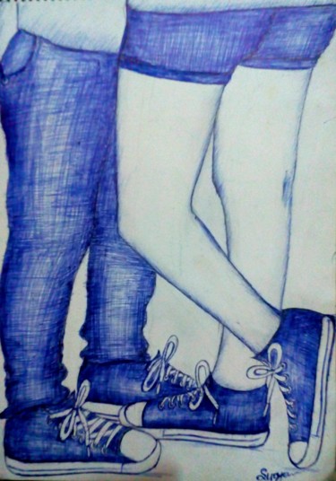 Drawing titled "Love" by Surya Das, Original Artwork, Ballpoint pen