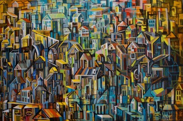 Pintura intitulada "City" por Dato Didishvili, Obras de arte originais, Acrílico Montado em Armação em madeira