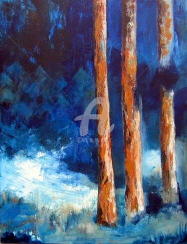 Peinture intitulée "trois arbres" par Noëlle Dauby, Œuvre d'art originale
