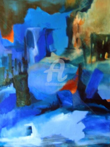 Malarstwo zatytułowany „traversée bleue” autorstwa Noëlle Dauby, Oryginalna praca