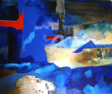 Painting titled "saison cobalt" by Noëlle Dauby, Original Artwork