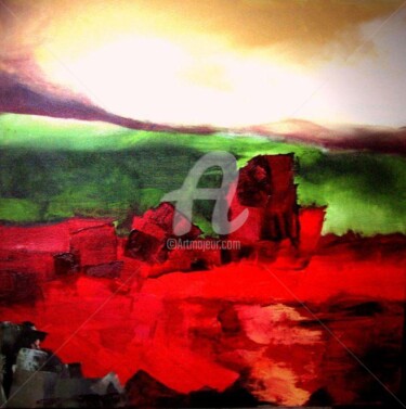 Painting titled "saison rouge" by Noëlle Dauby, Original Artwork