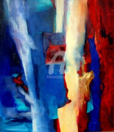 Peinture intitulée "le bleu de la faille" par Noëlle Dauby, Œuvre d'art originale