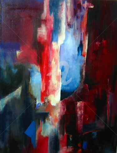 Peinture intitulée "rouges crissements" par Noëlle Dauby, Œuvre d'art originale