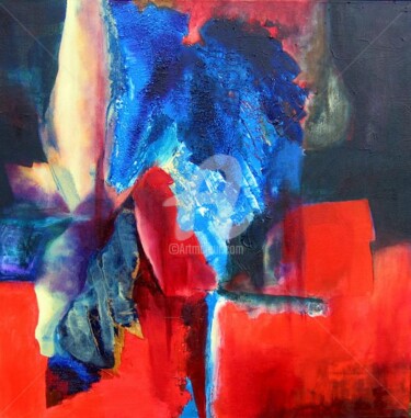 Peinture intitulée "rouge sans titre" par Noëlle Dauby, Œuvre d'art originale, Huile
