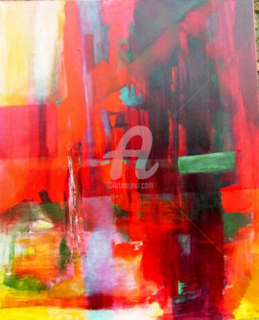 Peinture intitulée "sans titre: Rouge" par Noëlle Dauby, Œuvre d'art originale, Huile