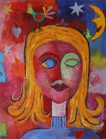 Malerei mit dem Titel "autoportrait" von Sochka, Original-Kunstwerk, Acryl
