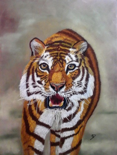 Disegno intitolato "tigre art" da Sophie Daumy, Opera d'arte originale, Pastello