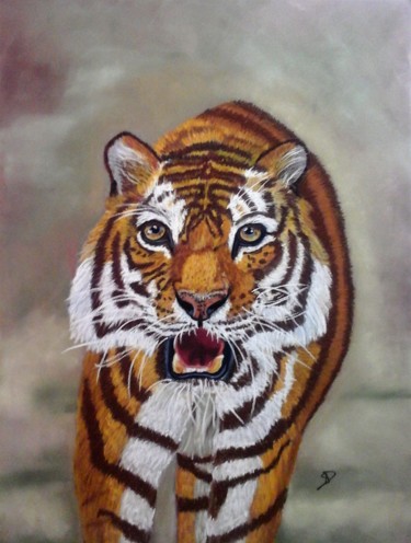 Dessin intitulée "tigre art" par Sophie Daumy, Œuvre d'art originale, Pastel