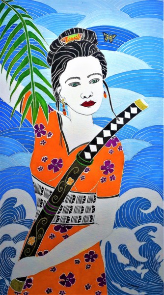 Malarstwo zatytułowany „La femme bouddha” autorstwa Sophie Daumy, Oryginalna praca, Akwarela