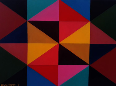 Painting titled "Geometria multicolo…" by Dauri Diogo, Original Artwork, Oil