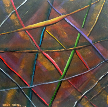 Painting titled "Colored vines" by Dauri Diogo, Original Artwork, Acrylic Mounted on Wood Stretcher frame