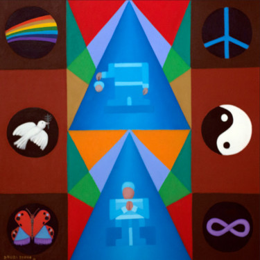 Peinture intitulée "Simbologia Universal" par Dauri Diogo, Œuvre d'art originale, Huile