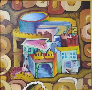 Картина под названием "Maiden's Tower" - Pavilchuc Pocrovsky, Подлинное произведение искусства, Масло Установлен на Деревянн…