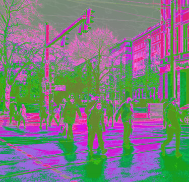 Artes digitais intitulada "Crossing – Rainy Mo…" por Dave Collier, Obras de arte originais, Trabalho Digital 2D