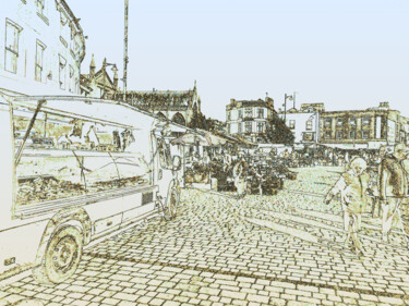 Arte digital titulada "Market Place" por Dave Collier, Obra de arte original, Trabajo Digital 2D