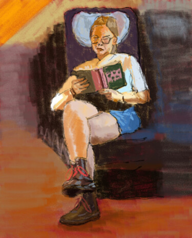 Arte digital titulada "The Reader 2" por Dave Collier, Obra de arte original, Trabajo Digital 2D