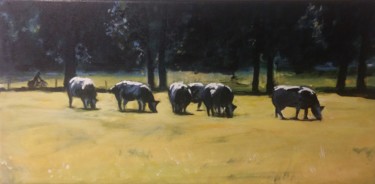 Schilderij getiteld "Koeien" door Dave Geukens, Origineel Kunstwerk, Acryl