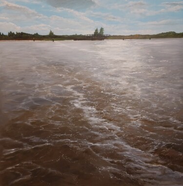 Painting titled "Schelde" by Dave Geukens, Original Artwork, Acrylic