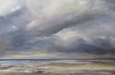 Painting titled "Rain On The Headland" by Dave Watson, Original Artwork, Oil