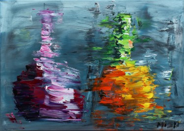 Картина под названием "Two Bottle" - Mikhail (Mish) Yevdakov, Подлинное произведение искусства, Масло