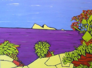 Peinture intitulée "IslandMauve" par Dave Trinel, Œuvre d'art originale, Huile