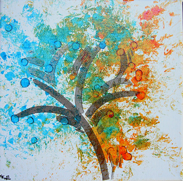 Dessin intitulée "color tree" par Dave Trinel, Œuvre d'art originale