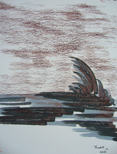 Dessin intitulée "Tsunami" par Dave Trinel, Œuvre d'art originale, Craie
