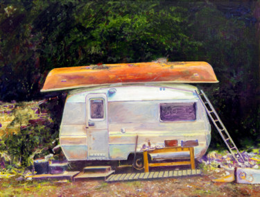 제목이 "Home off Grid"인 미술작품 David Dodsworth로, 원작, 기름 나무 들것 프레임에 장착됨