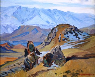 Painting titled "Armenian Hills" by David Abrahamian, Original Artwork, Oil