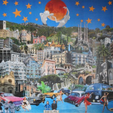 Pittura intitolato "Barcelona" da David Ameil, Opera d'arte originale