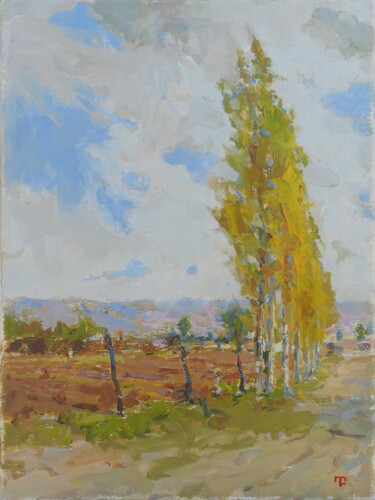 Painting titled "Autumn, trees" by David Beglaryan, Original Artwork, Oil