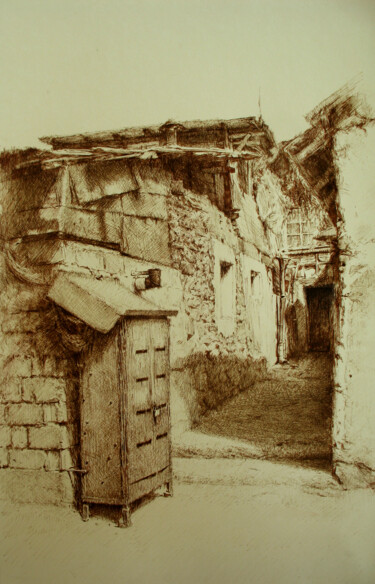 Dibujo titulada "Old district in Yer…" por David Beglaryan, Obra de arte original, Tinta