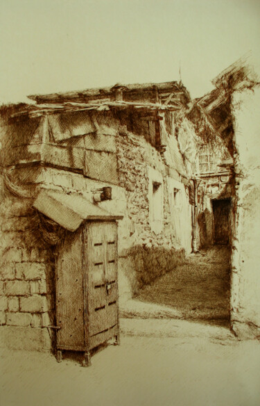 Disegno intitolato "Old district in Yer…" da David Beglaryan, Opera d'arte originale, Inchiostro