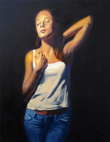 Pintura titulada "Julia (d'après Escl…" por David Benayoun, Obra de arte original, Oleo Montado en Bastidor de camilla de ma…