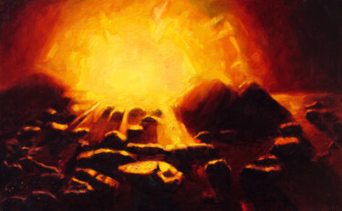 Peinture intitulée "Lumière Solaire" par David Benayoun, Œuvre d'art originale, Huile Monté sur Châssis en bois