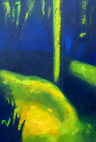 Painting titled "Forêt Lumineuse" by David Benayoun, Original Artwork, Oil Mounted on Wood Stretcher frame