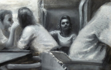 Tekening getiteld "Maëlle (dans un caf…" door David Benayoun, Origineel Kunstwerk, Pastel