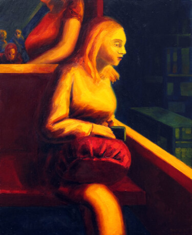 Painting titled "Claire" by David Benayoun, Original Artwork, Oil Mounted on Wood Stretcher frame