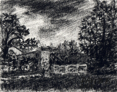 Dessin intitulée "Parc (croquis à la…" par David Benayoun, Œuvre d'art originale, Crayon