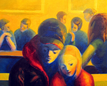 Schilderij getiteld "Carine et Julien" door David Benayoun, Origineel Kunstwerk, Olie