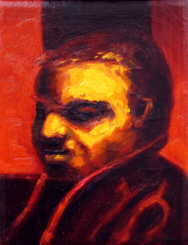 Painting titled "Bruno" by David Benayoun, Original Artwork, Oil Mounted on Wood Stretcher frame