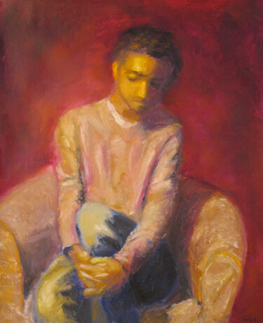 Peinture intitulée "Figure Assise" par David Benayoun, Œuvre d'art originale, Huile