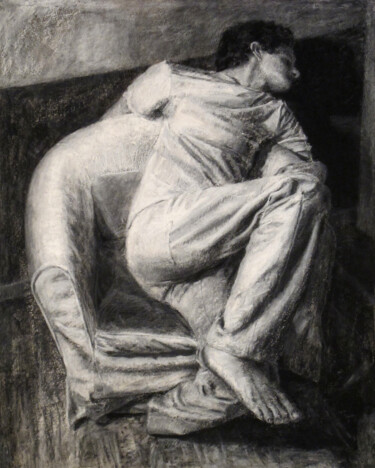 Tekening getiteld "Figure dans un inté…" door David Benayoun, Origineel Kunstwerk, Krijt
