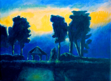 Peinture intitulée "Paysage (peinture)" par David Benayoun, Œuvre d'art originale, Huile Monté sur Châssis en bois