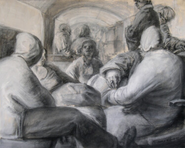 Drawing titled "Mélissa et Anton" by David Benayoun, Original Artwork, Chalk
