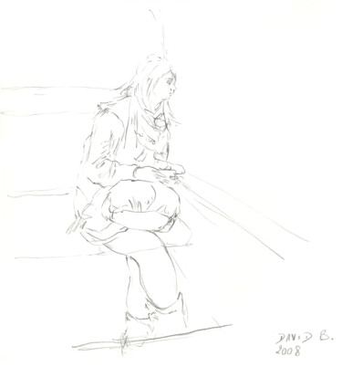 Drawing titled "Claire (croquis dan…" by David Benayoun, Original Artwork, Graphite