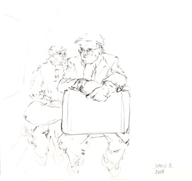Drawing titled "Gilles et Brigitte" by David Benayoun, Original Artwork, Graphite