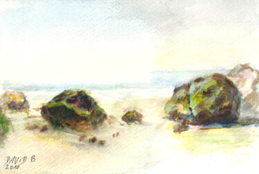 Peinture intitulée "Rochers (aquarelle)" par David Benayoun, Œuvre d'art originale, Aquarelle